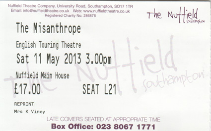 The Misanthrope ticketjpg