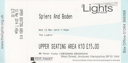Spiers & Boden ticket