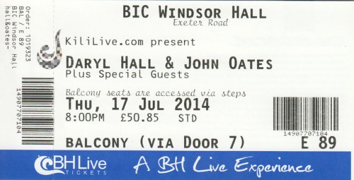 Hall & Oates ticket