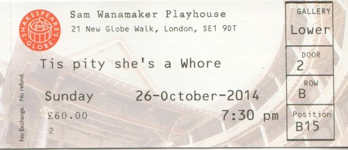 Tis Pity Globe ticket