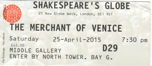 Merchant of Venice globe ticket