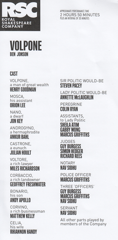 Volpone cast