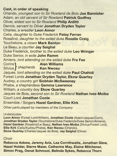 As You Like It cast