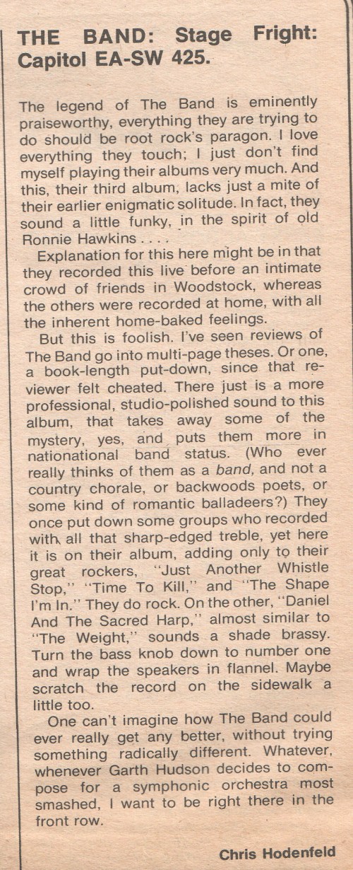 Stage Fright Strange Days 23.10.70