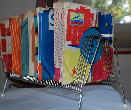 records in wire rack